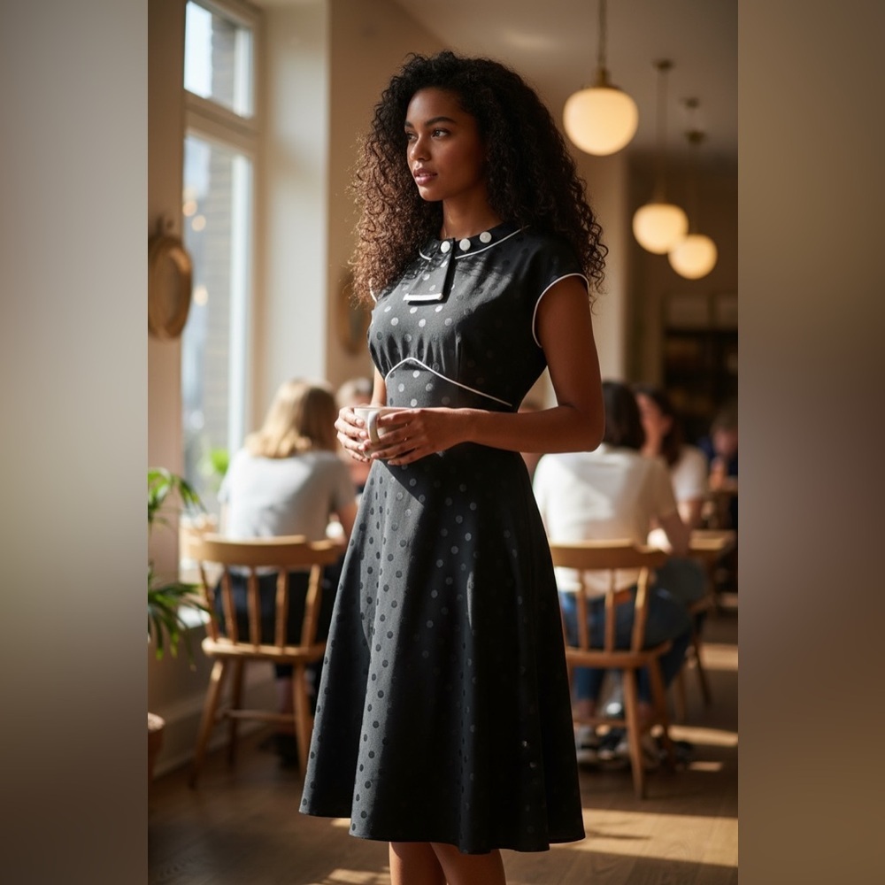 Stop Staring Polka Dot A-Line Dress, Black, Size Small, NWT